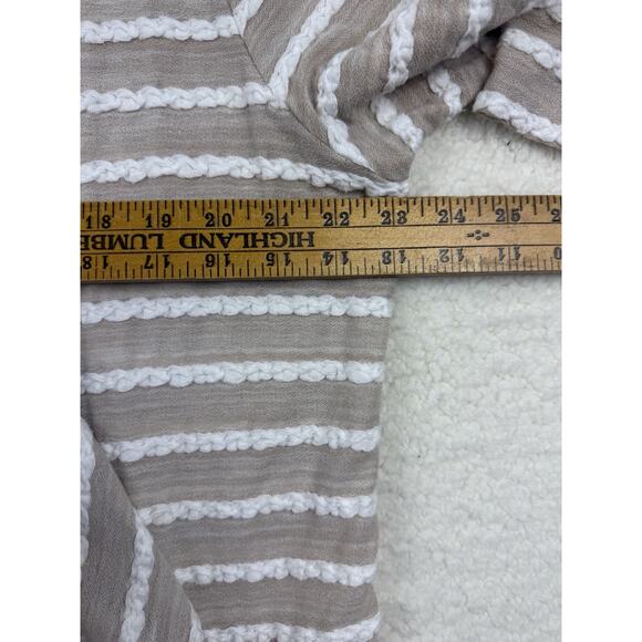Chicos Cardigan Womens XL Ivory Beige White Striped Long Sleeve Open Drape Front - Picture 10 of 11